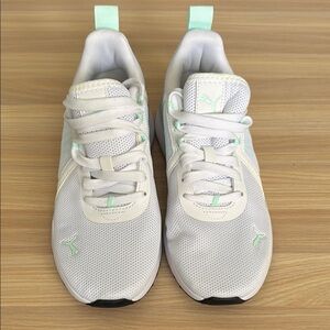 Puma Soft Foam White and Mint Sneakers